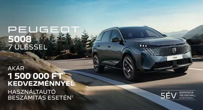 PEUGEOT 5008,  7 ÜLÉSSEL - Akár 1 500 000 FT kedvezménnyel*